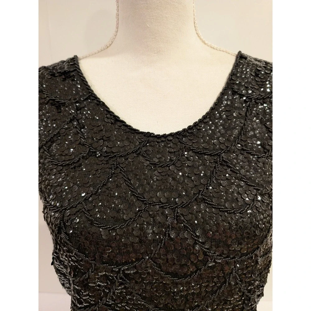 Tank Top Women's Vintage Wool Beaded Sequins Made in Hong Kong Size Medium - Picture 3 of 12
